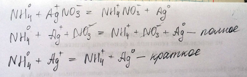 NH4+AgNO3 полное ионное и сокращенное.