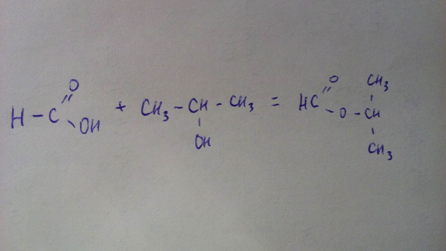 Напишите уравнение реакции муравьиная кислота+ пропанол-2