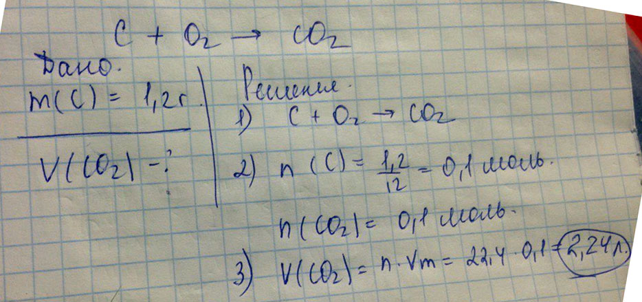 C+O2=CO2 C=1.2грамм V(CO2)=? V=22.4
