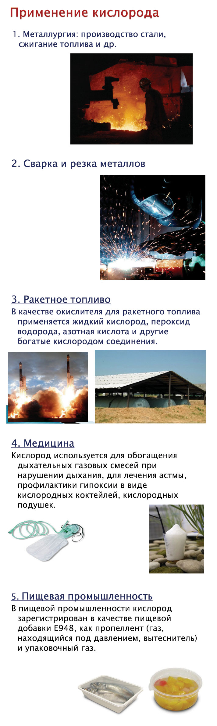 где используется кислород