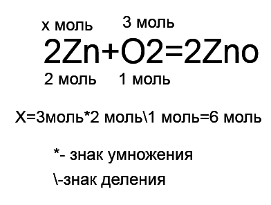Вычислите количество вещества цинка, необходимого для реакции с 3 молями кислорода